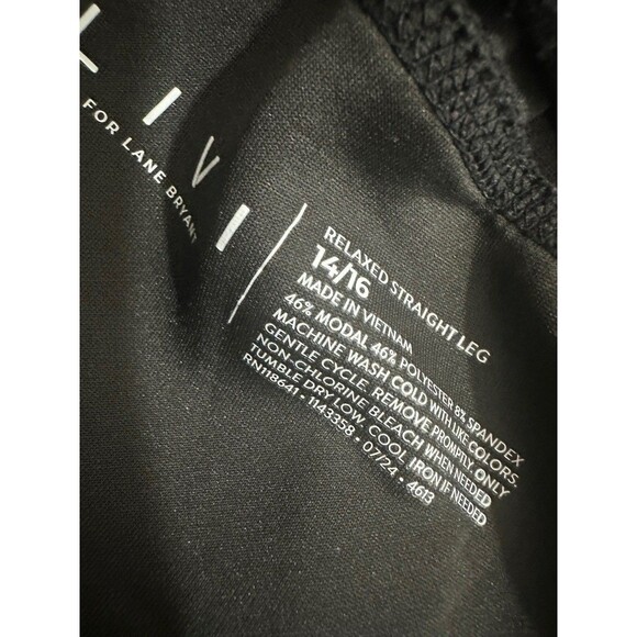 LIVI Pull On Pants Womens 14/16 Black White Stripe Relaxed Straight Leg Stretch - Picture 4 of 12